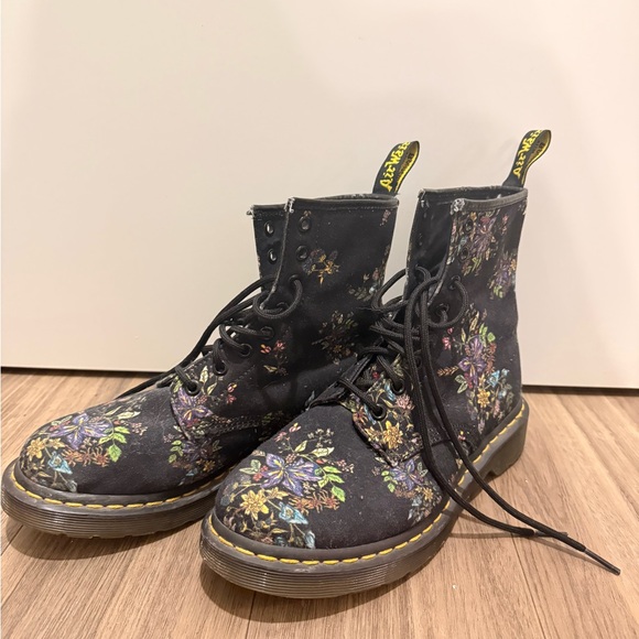 Dr. Martens Black Floral Combat Boots - Picture 3 of 6